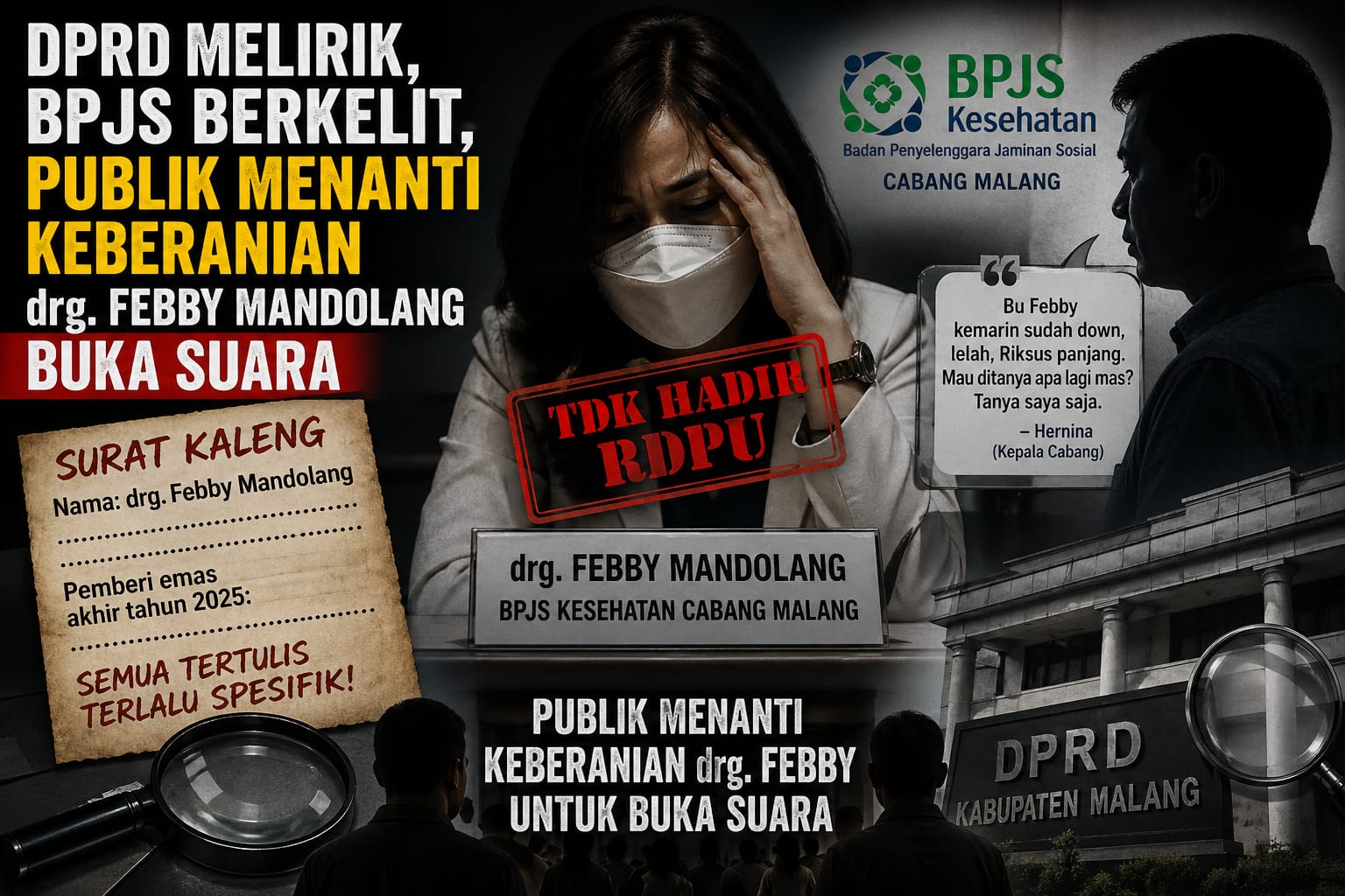DPRD Melirik, BPJS Berkelit, Publik Menanti Keberanian drg. Febby Mandolang Buka Suara.