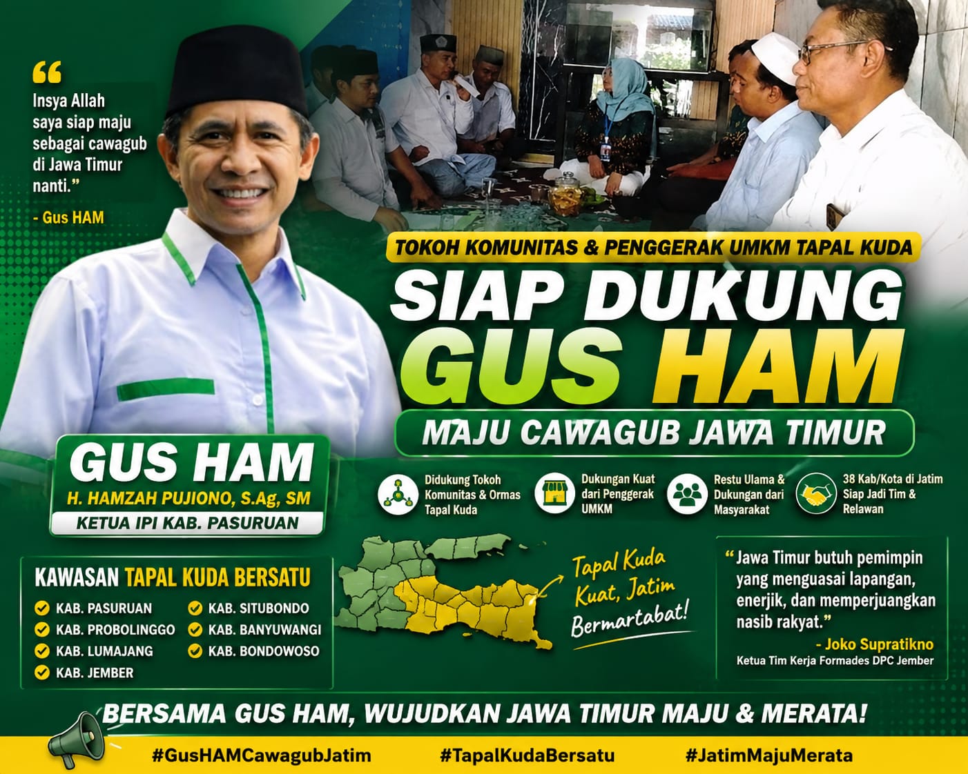 Tokoh Komunitas Dan Penggerak UMKM dari Tapal Kuda Siap Dukung Gus HAM Maju cawagub Jawa Timur