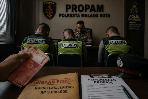 Tiga Oknum Satlantas Polresta Malang Kota Diduga Di Nonjobkan Usai Kasus Dugaan Pungli Rp 3 Juta