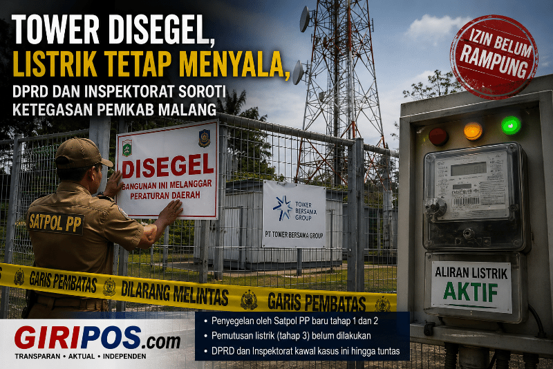 Menara Tower Bersama Disegel, Listrik Tetap Menyala: DPRD dan Inspektorat Soroti Ketegasan Pemkab Malang