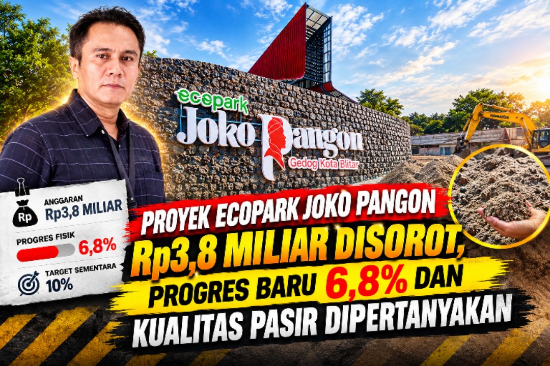 Proyek Ecopark Joko Pangon Rp3,8 Miliar Disorot, Progres Baru 6,8 Persen dan Kualitas Pasir Dipertanyakan