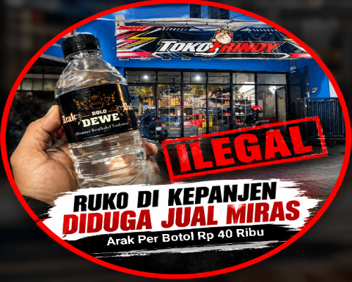 Operasi Miras Gencar, Ruko Frindy Kepanjen Diduga Tetap Jual Arak Harga Rp40 Ribu Per Botol