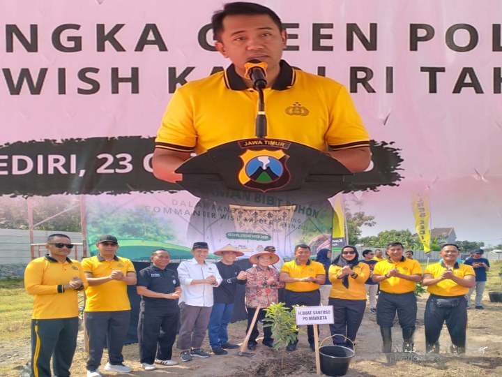 Green Policing, Polres Kediri Tanam Puluhan  Bibit Pohon di Pondok Nurul Hakim